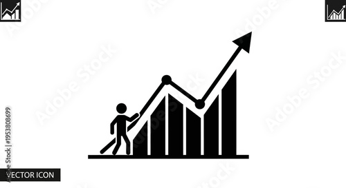 Businessman pushing growth chart upwards successfully.