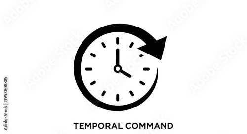 Clock with circular arrow symbol.