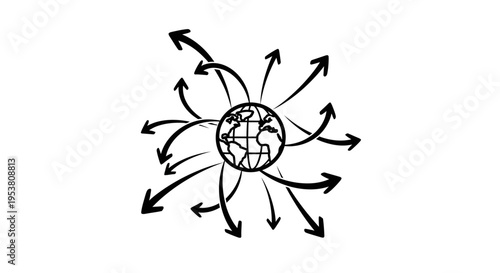 Globe with arrows pointing outward globally.