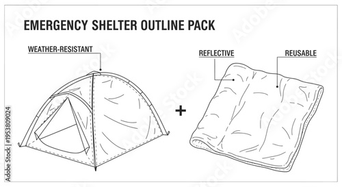 Emergency shelter and sleeping bag.