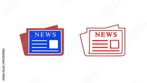 Simple vector icons representing newspapers, news updates, and media content.