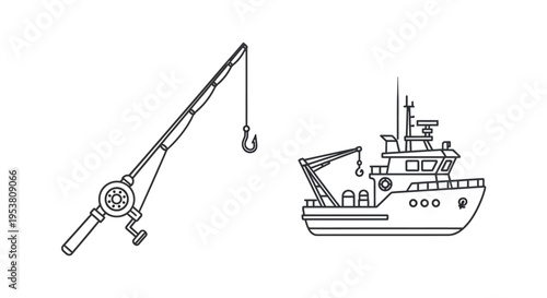 Fishing boat with crane equipment.