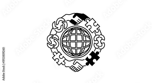 Global partnership and handshake agreement.