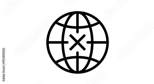 Globe Icon with Cross Symbol.