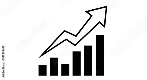 Increasing graph with arrow pointing up.