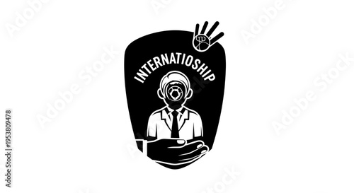 Internship logo with gas mask worker.