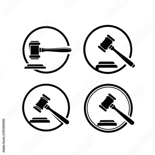 Gavel Icons Set: Justice, Law, Auction, Judgment, Decision Making
