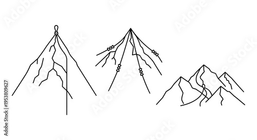 Mountain range with three peaks.