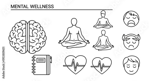 Mental wellness and health symbols.
