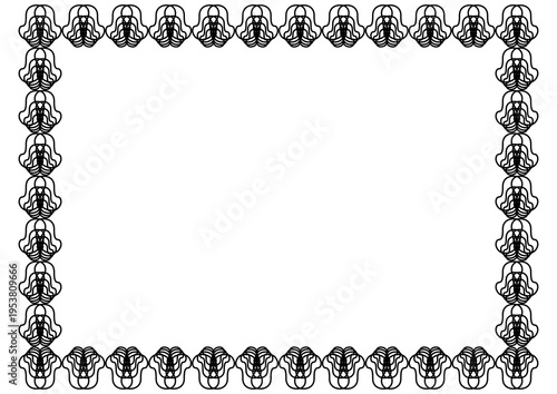 Decorative Vintage Floral Frame Border with Repeating Circular Pattern