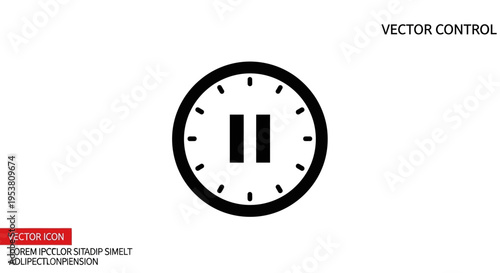 Pause button on clock face icon.