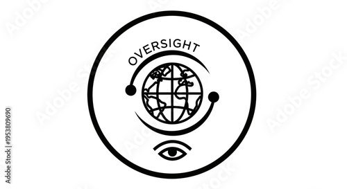 Oversight logo with eye and globe.