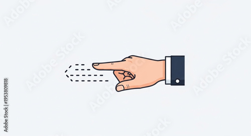 Hand pointing with dotted line, indicating direction or selection.
