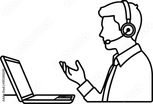 Customer Support Agent with Headset