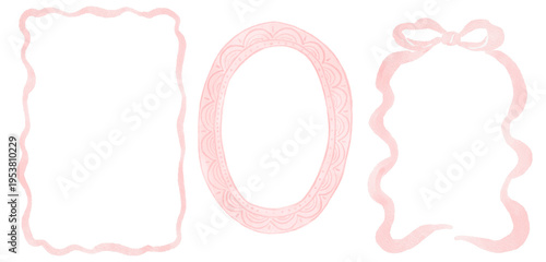 Schilderij op canvas Hand-drawn watercolor set of delicate whimsical decorative frames