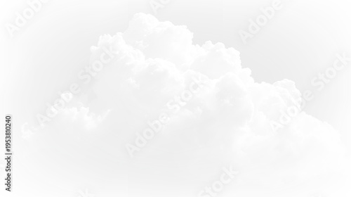 Big white cloud floating on a transparent background in a bright sky during daytime