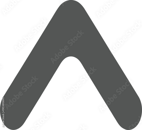 Vector icon of a simple dark gray arrowhead or upward pointing triangle symbol