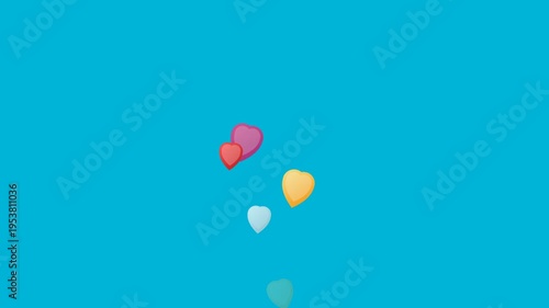 Colorful Hearts Rising Animation Icon Set
