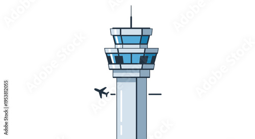 Schilderij op canvas Air traffic control tower structure high.