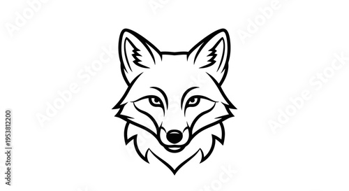 Black and white fox head illustration.