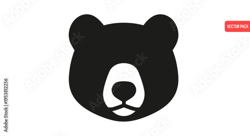 Black bear face head silhouette.