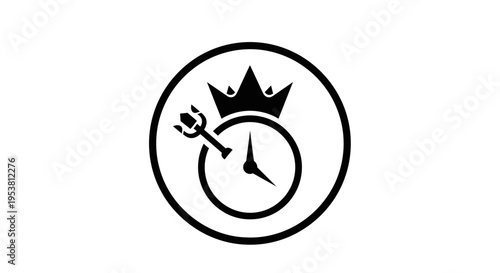 Black clock icon with crown.