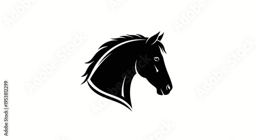 Black Horse Head Silhouette Profile.