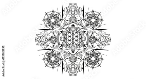 Sacred Geometry Mandala, Flower of Life, Intricate Geometric Pattern, Spiritual Symbol