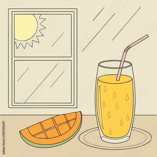 A glass of chilled mango juice provided refreshing relief from the scorching summer heat. 1