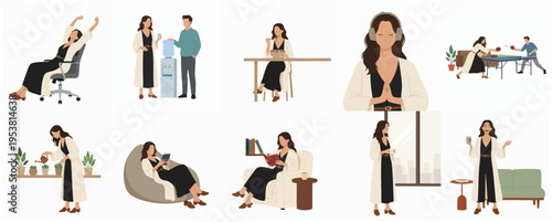 Flat Illustration People Lifestyle Collection Business, Home and Relaxing Activity