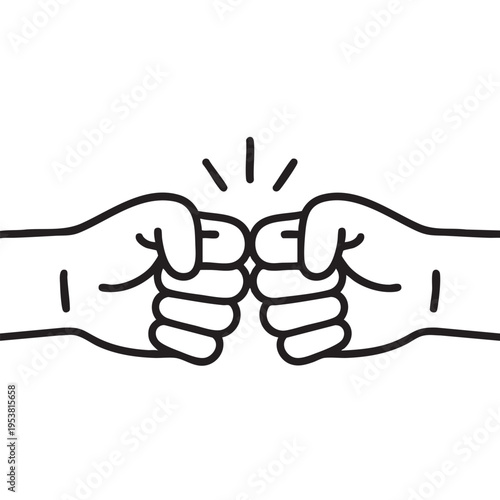 Two fists are bumping together in a celebratory gesture with excitement lines around them.