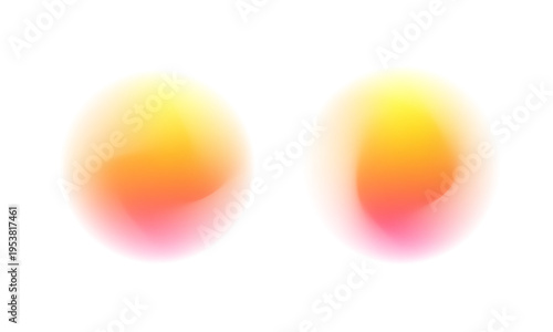 Neon gradient circle with smooth blur and fine grain overlay. Abstract mesh blends colors on transparent background. Glow creates vibrant modern effect.
