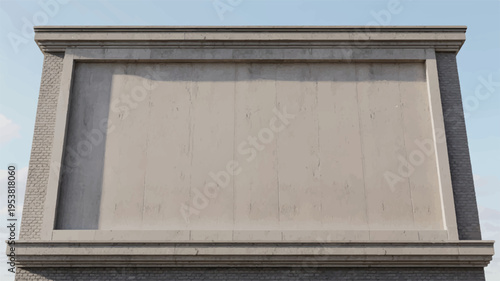 Stone wall with ornate frame and empty space for text, architectural design element for advertising, copy space