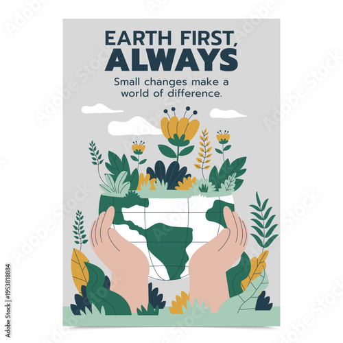 Save the Planet Poster with Sustainability and Environmental Message