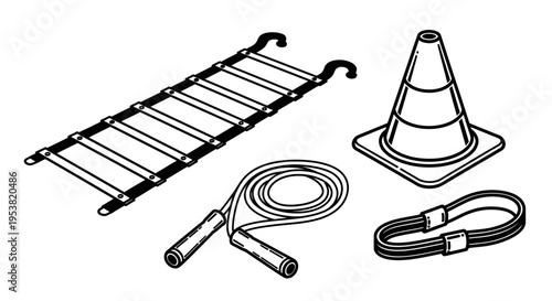 Fitness Equipment Set: Agility Ladder, Jump Rope, Cones, Resistance Band