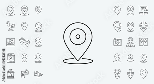 Black Line Map Pointer Icon.