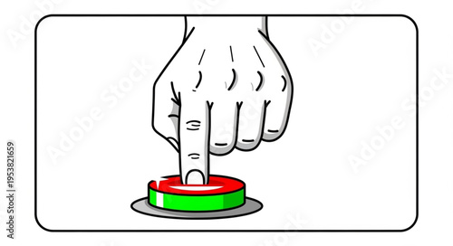 Hand pressing a red and green button, symbolizing action and control.
