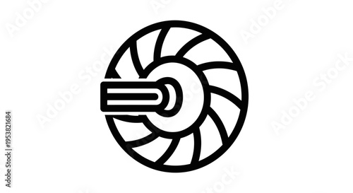Black and white turbine impeller illustration.