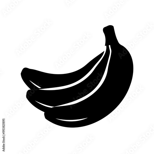 Black silhouette of a bunch of bananas, a healthy and tropical fruit icon Vector, illustration
