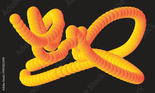 A close-up of a hand holding a burning candle and fire decorated with colorful rubber bands, jewelry beads, and a knotted rope, isolated on a green background