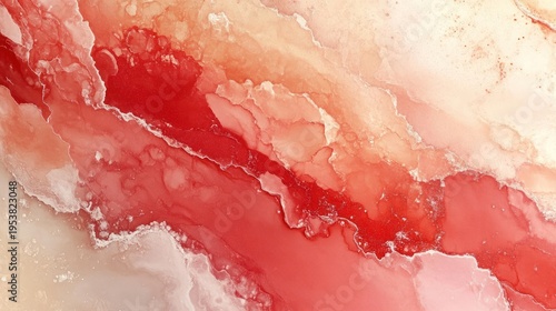Vibrant Fluid Art: An abstract design showcases flowing shades of red, and coral hues blended seamlessly, evoking a sense of artistic motion and fluid elegance.