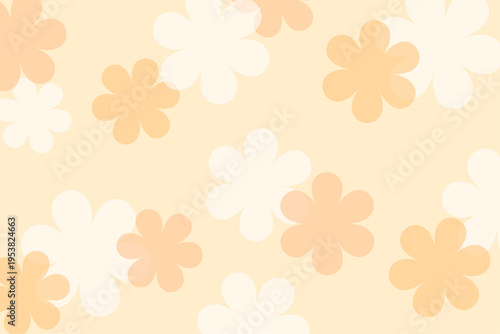 シンプルな花柄パターンのかわいいオレンジ背景素材