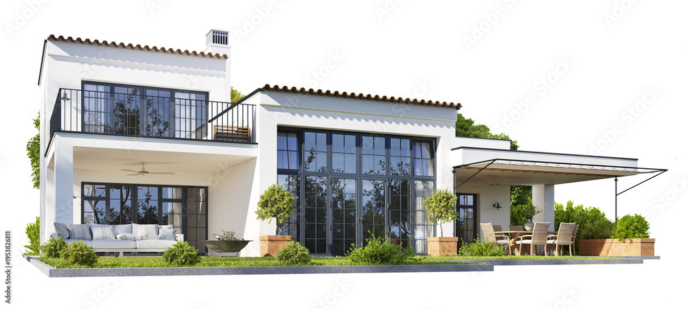 Fototapeta premium Modern house isolated on transparent background
