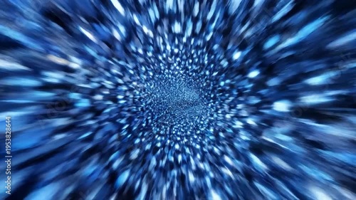 Abstract blue tunnel with light effects and motion blur