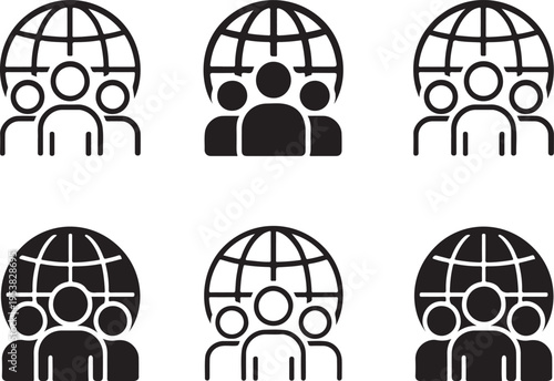 Isolated Human Population Globe Icon, human population globe icon, world people symbol, global population concept, earth community icon, human network global, population globe vector