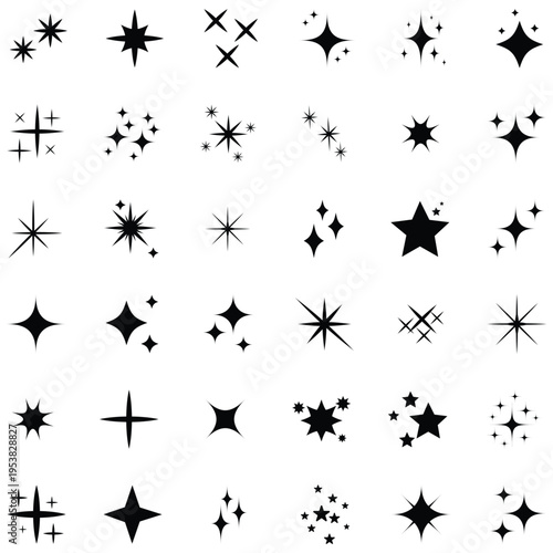 starburst, sparkles, black shapes, white background, graphic design elements, decorative shapes, digital art, illustrations, icons, symbols, abstract, design, creative, artistic, visual effects, textu