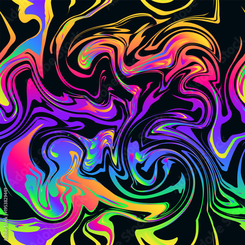 Liquid Rainbow Galaxy. Seamless pattern