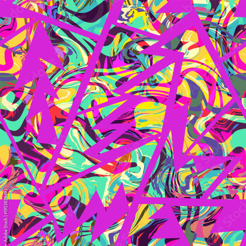 Cyber Glitch Graffiti. Seamless pattern