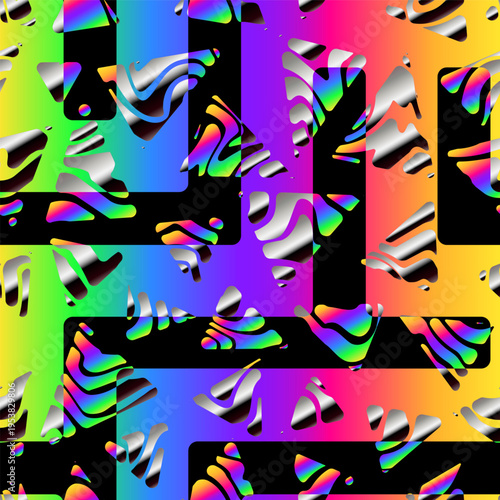 Chrome Maze Pipeline. Seamless pattern