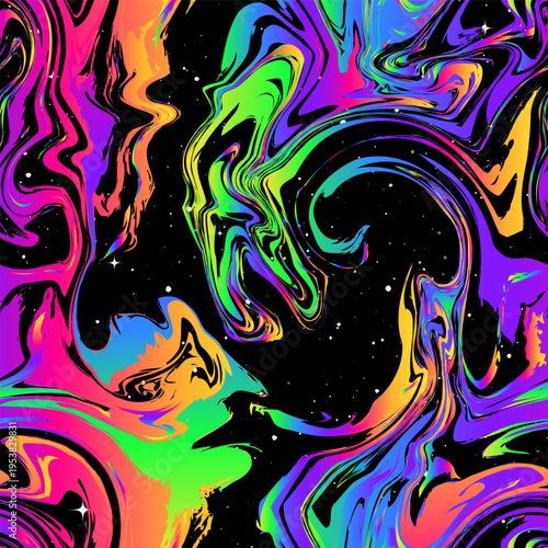 Rainbow Galaxy Fluidity. Seamless pattern